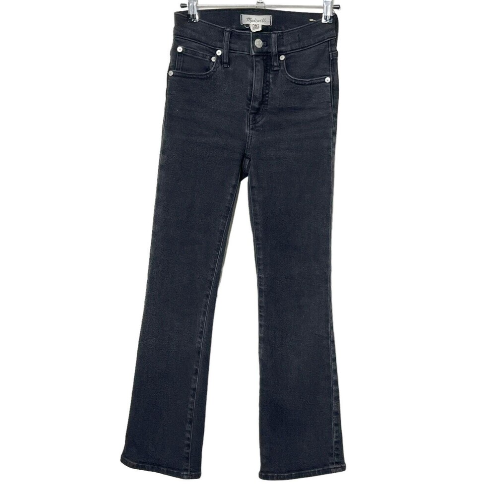 Madewell Cali Demi Boot Jeans Women's 23 Black Denim‎ Cropped Stretch Casual - Picture 2 of 12